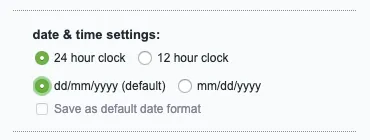 Date and time settings
