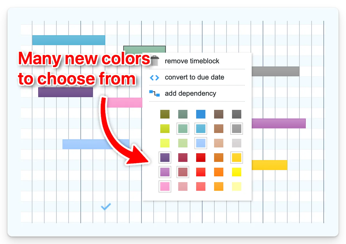 Colored time blocks in Gantt chart