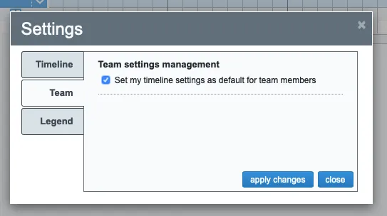 Set default timeline settings for team