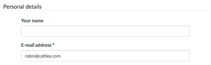 Enter your name at the Personal details tab of your profile page